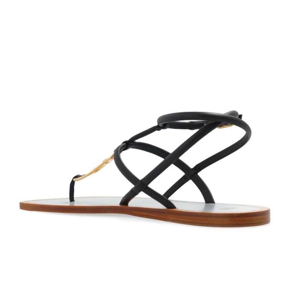 Fendi Black Leather Flat Women's Sandals - Picture 3 of 4